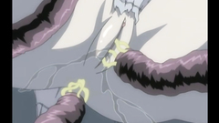 Nerdy teen in glasses attacked by horny tentacles