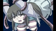 Nerdy teen in glasses attacked by horny tentacles