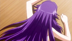 Beautiful babe with purple hair nailed like a whore