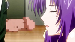 Beautiful babe with purple hair nailed like a whore