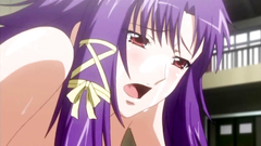 Beautiful babe with purple hair nailed like a whore