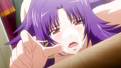 Beautiful babe with purple hair nailed like a whore