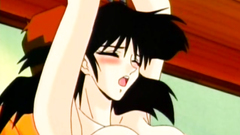 Bondaged busty brunette gets in the trouble