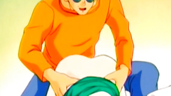 Lovely brunette babe gangbanged in her trimmed pussy