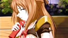 Solo babe in mini skirt plays with a dildo