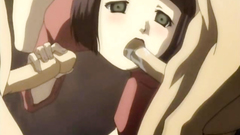 Naughty brunette with nice boobs gangbanged by horny dudes