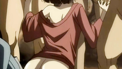 Naughty brunette with nice boobs gangbanged by horny dudes