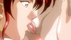 Blue haired babe in hentai porn cartoon