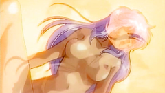 Blue haired babe in hentai porn cartoon