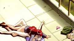 Blue haired babe in hentai porn cartoon