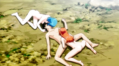 Hardcore threesome fuck with two busty hentai babe