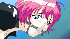 Pink-haired cutie in BDSM hentai porn cartoon