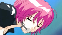 Pink-haired cutie in BDSM hentai porn cartoon