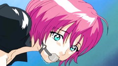 Pink-haired cutie in BDSM hentai porn cartoon