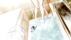 Fully breasted blonde schoolgirl fucks cock with her tits