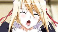 Fully breasted blonde schoolgirl fucks cock with her tits