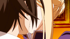 Fully breasted blonde schoolgirl fucks cock with her tits