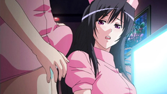 Slutty black-haired nurse hardcore fucked in the 3some