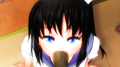 Barely legal schoolgirl blows cock standing on her knees