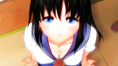 Barely legal schoolgirl blows cock standing on her knees