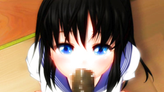 Barely legal schoolgirl blows cock standing on her knees