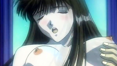 Self-satisfaction of handsome brunette girl