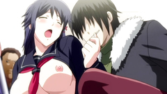 Handsome black-haired babe molested in public place