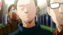 Young and sexy brunette surrounded by many hard dicks