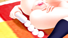 She spreads her legs and plays with her tiny holes