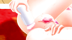 She spreads her legs and plays with her tiny holes