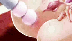 She spreads her legs and plays with her tiny holes