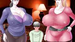 Two fat and busty milf in hot hentai threesome