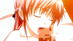 YOung and busty redhead babe against big erection