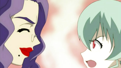 Seductive brunette spreads her long legs and gets licked