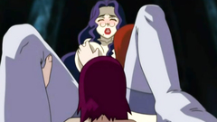 Seductive brunette spreads her long legs and gets licked