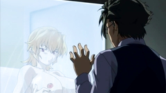 He's jerking his cock in front of sexy hentai cutie