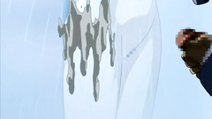 He's jerking his cock in front of sexy hentai cutie