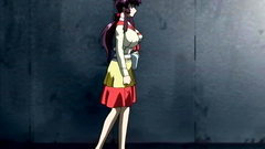 He's jerking his cock in front of sexy hentai cutie