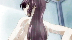 Adorable brunette girl with large massive tits alone in the shower