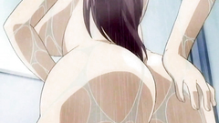 Adorable brunette girl with large massive tits alone in the shower