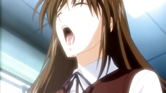 Sad schoolgirl moans loud while the drilling