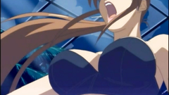 She spreads her long legs in black stockings