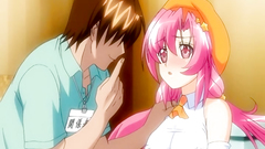 Pink-haired hentai cutie doggy-style fucked on her knees