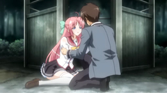 Hot pink-haired hentai schoolgirl drilled from behind