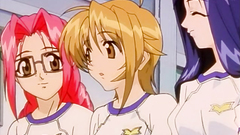 Petite hentai chick with small boobs and green hair