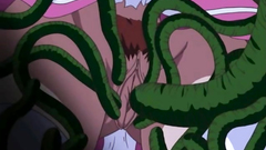 Horny tentacles penetrate her tiny pussy