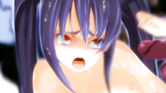 Busty hentai teens get covered with a warm sticky jizz