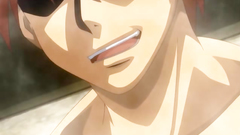 Nerdy-looking bitch sucks cock on her knees