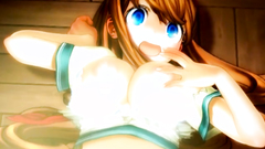 Futanari fuck - she gets drilled by the huge dick