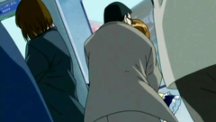 Busty brunette hentai girl abused in the train